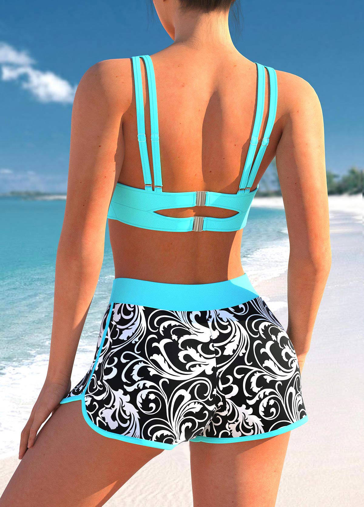 Conjunto Praia Estampado Com Top Laço E Short Confortável