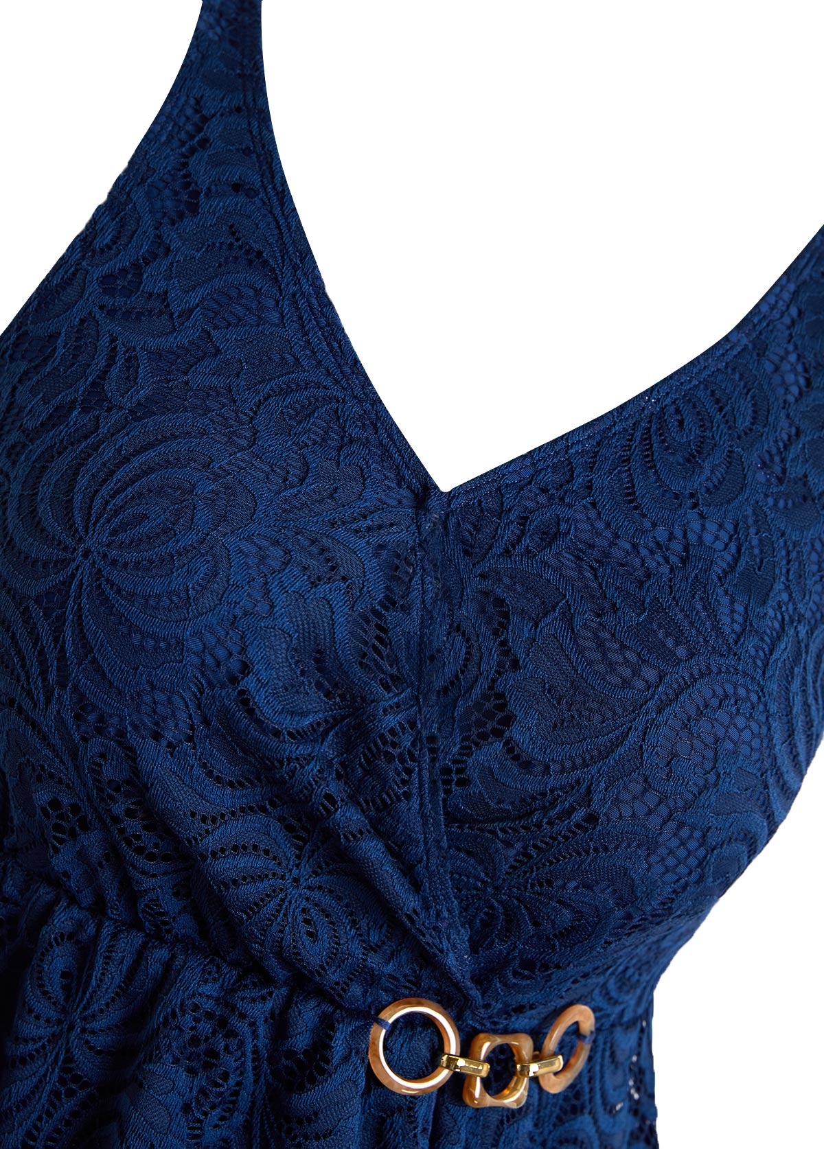 Maiô Em Renda Transpassado Com Saia E Cinto Decorativo