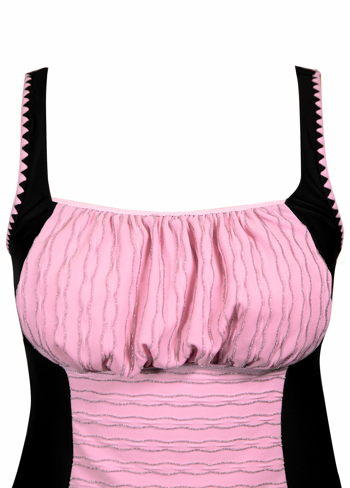 Tankíni Franzido Com Contraste Lateral E Saia Lisa