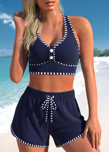 Conjunto Praia Com Top Botões E Short De Cintura Alta