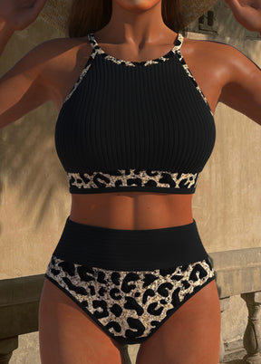 Biquíni Cropped com Detalhes Animal Print