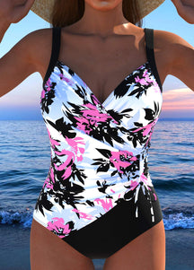 Maiô Estampado Floral Com Decote Transpassado E Laço Lateral