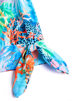 Tankíni Estampado Tropical Com Short Liso Ajustável