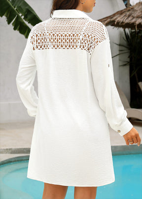 Saída de Praia Camisa com Recortes Vazados Elegante