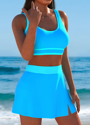Conjunto Praia Liso Com Top Esportivo E Saia Com Fenda